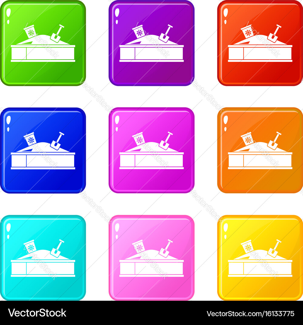 Sandbox with bucket and shovel set 9 Vector Image