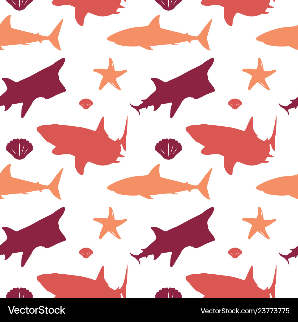 Seamless repeatable pattern of shark predator Vector Image