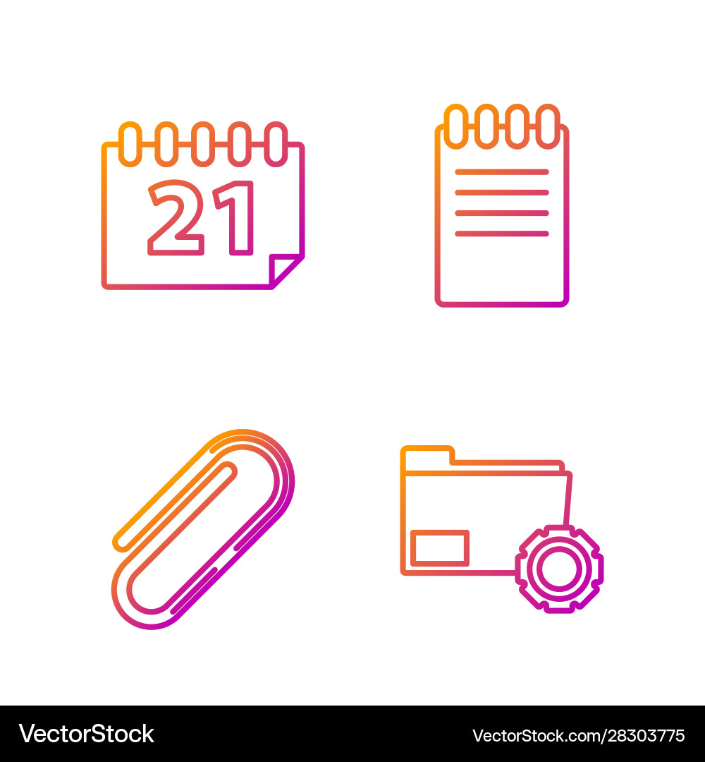 Set line folder settings with gears paper clip Set line folder settings with gears paper clip vector image