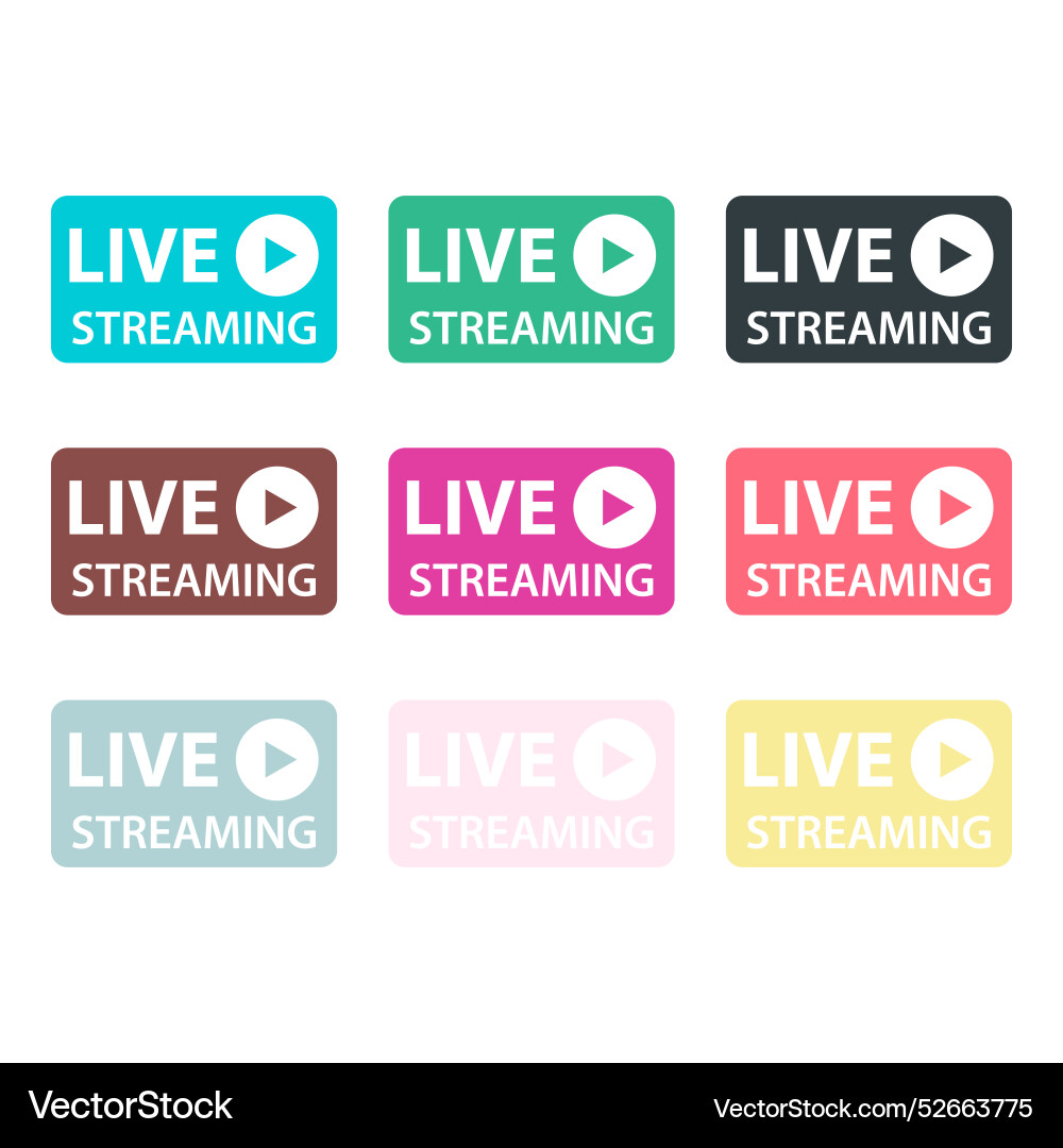 Set of live streaming icon stream button design vector image