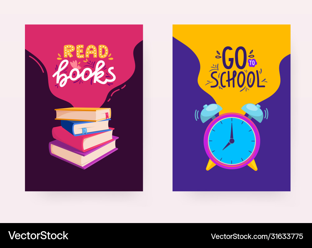 Set school banners with objects and text Vector Image