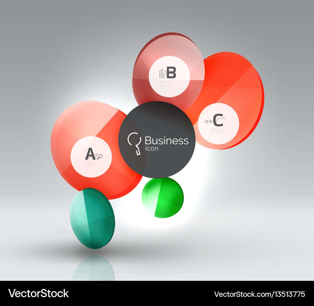 Shiny circles with text in 3d space Shiny circles with text in 3d space vector image