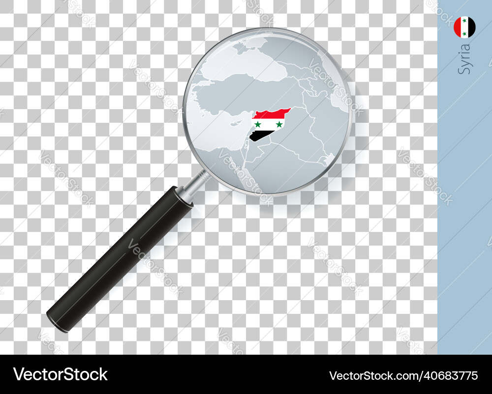 Syria map with flag in magnifying glass Vector Image