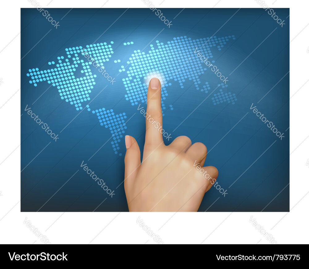 Touch Screen World Map Vector Image