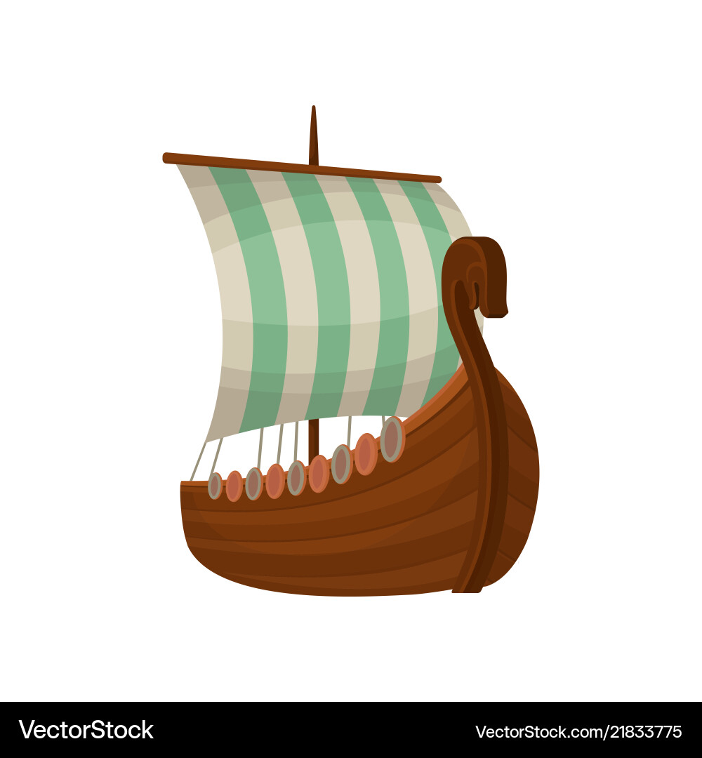 Wikinger skandinavischer draccar mit segeln norman Wikinger skandinavischer draccar mit segeln norman vektorbild