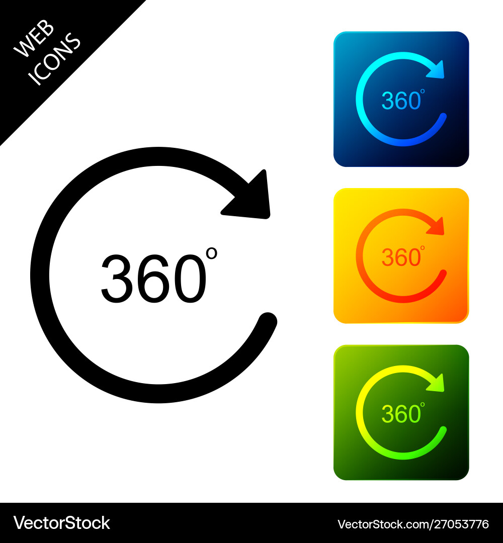 Angle 360 degrees icon isolated rotation Angle 360 degrees icon isolated rotation vector image
