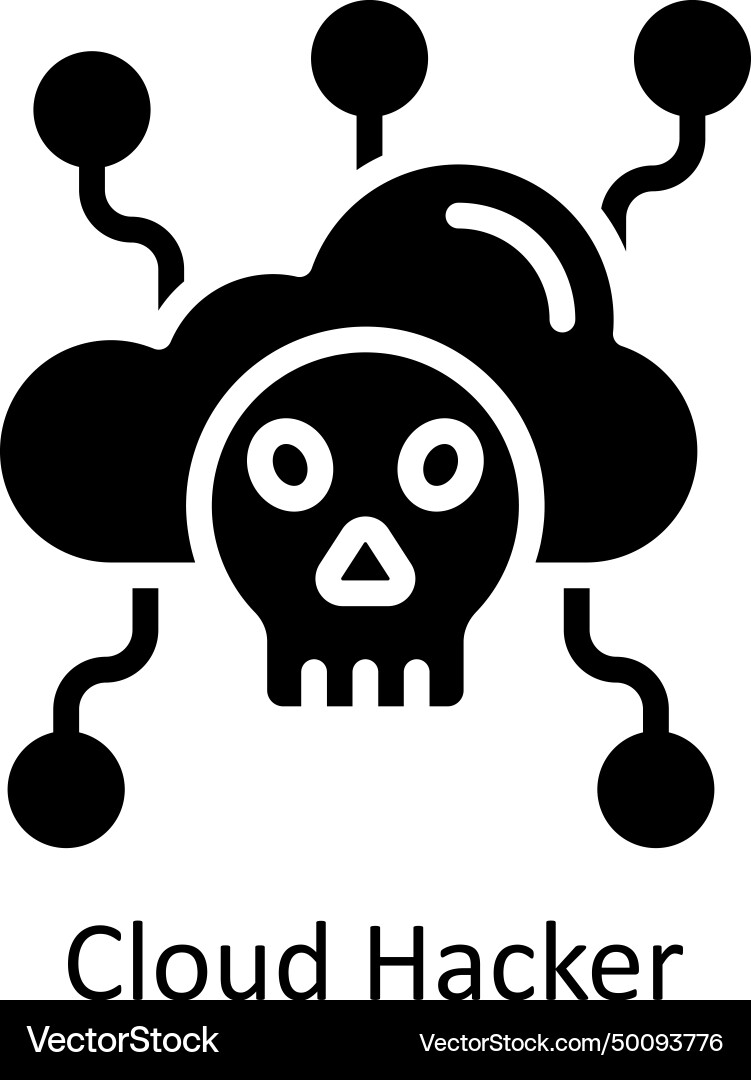 Cloud hacker solid icon style vector image