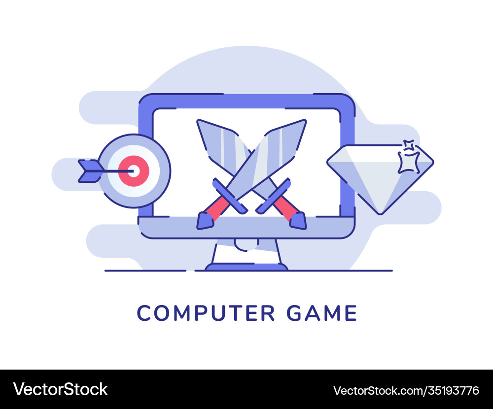 Computer game concept two sword on display Computer game concept two sword on display vector image