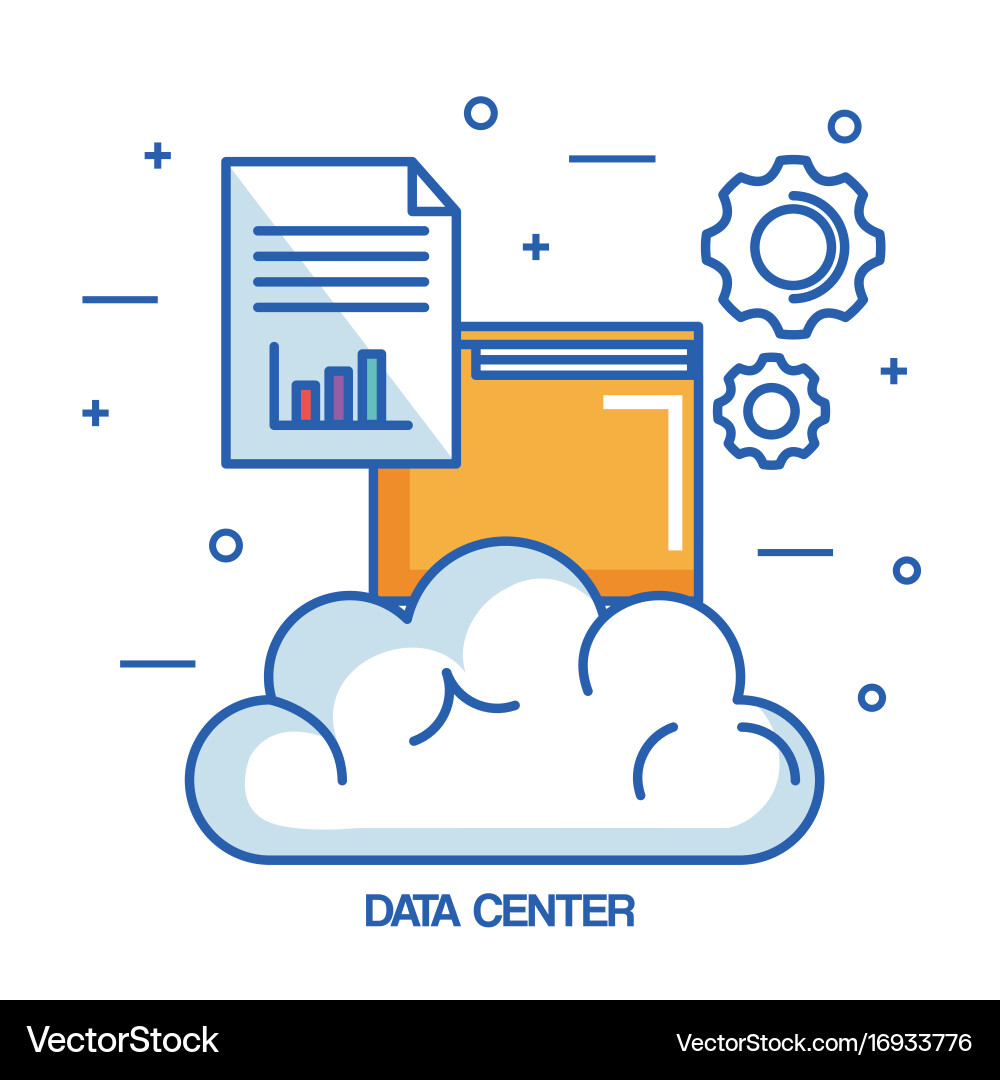 Data center cloud file archive document Vector Image