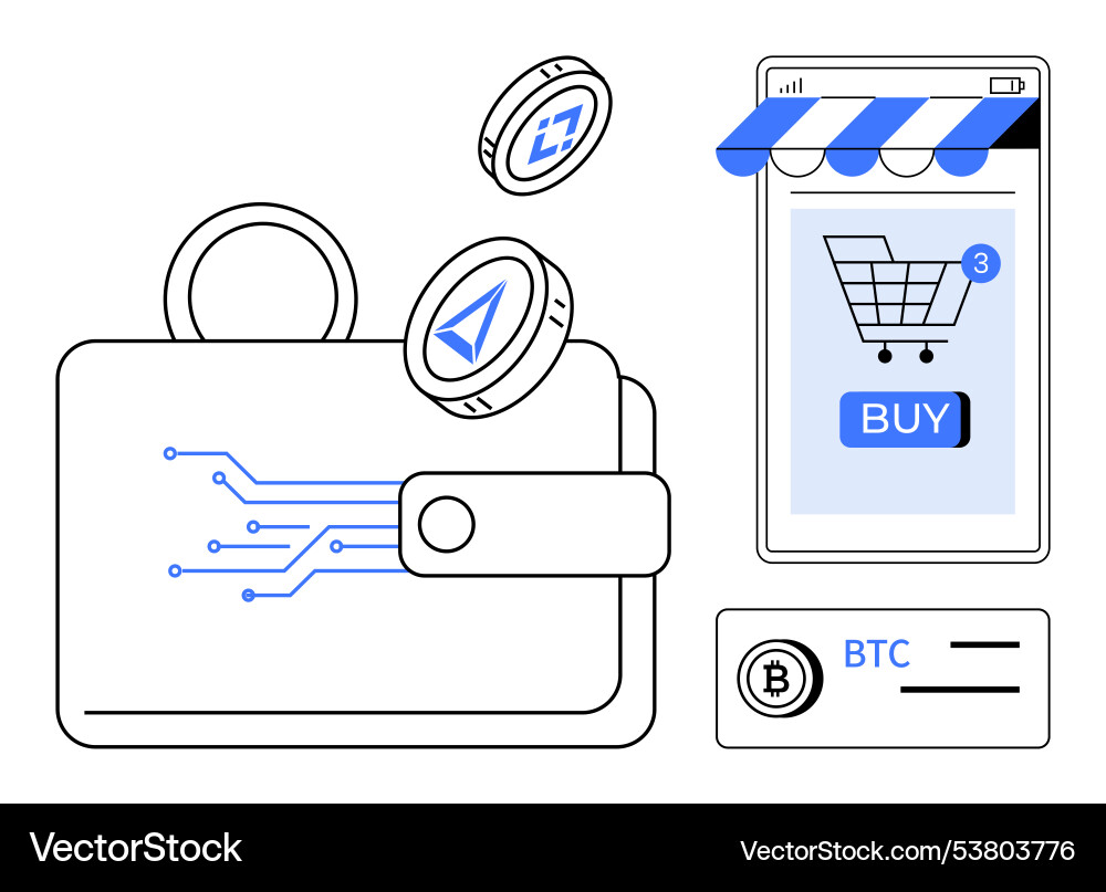 Digital wallet with cryptocurrency coins online – Royalty-Free Vector |  VectorStock