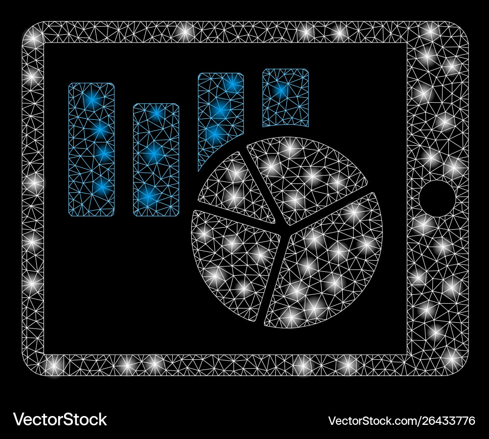 Flare mesh wire frame charts on pda with Flare mesh wire frame charts on pda with vector image