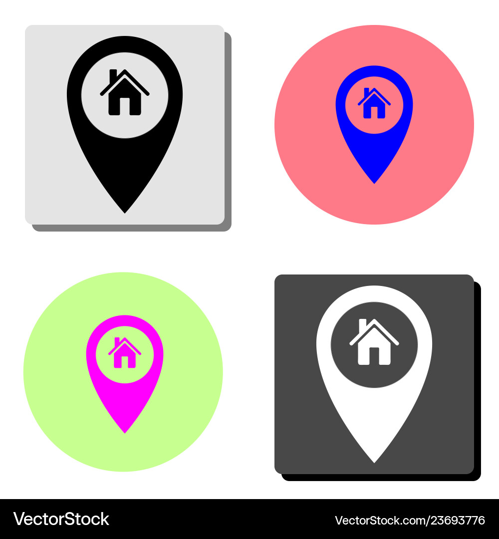 Map pointer house home location marker flat icon Map pointer house home location marker flat icon Vector Image