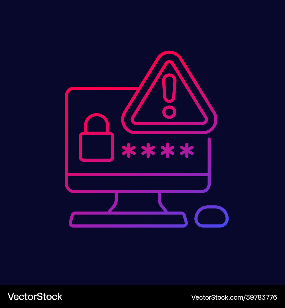 Password warning line icon for web Vector Image