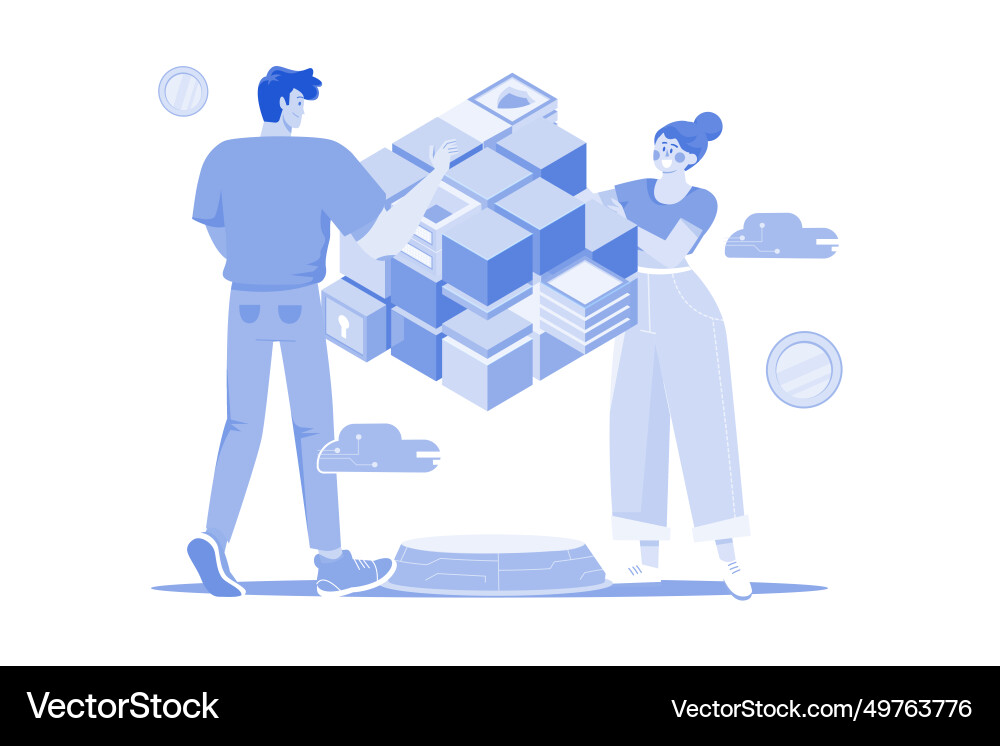 People developing a blockchain network vector image
