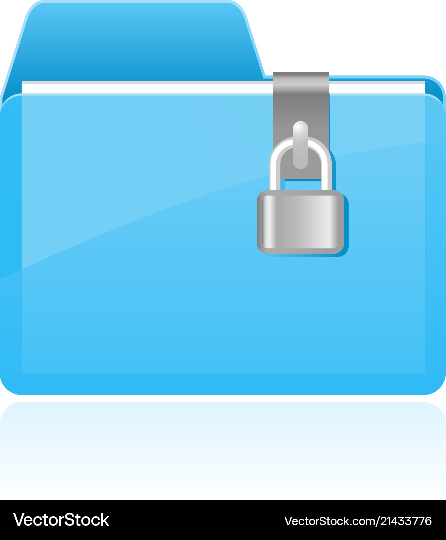 Private cyan folder with lock icon vector image