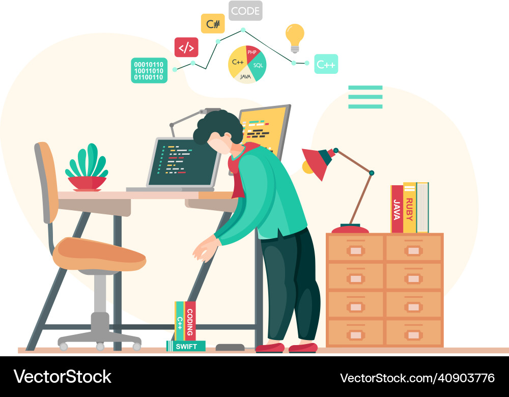 Programmer engineering and coding Programmer engineering and coding vector image