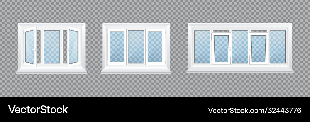 Realistische Glas transparente Kunststofffenster Realistische Glas transparente Kunststofffenster vektorbild