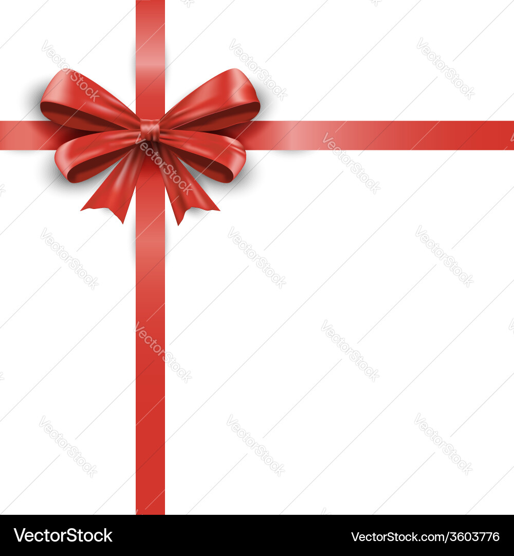 Red ribbon with bow isolated on white background Vector Image