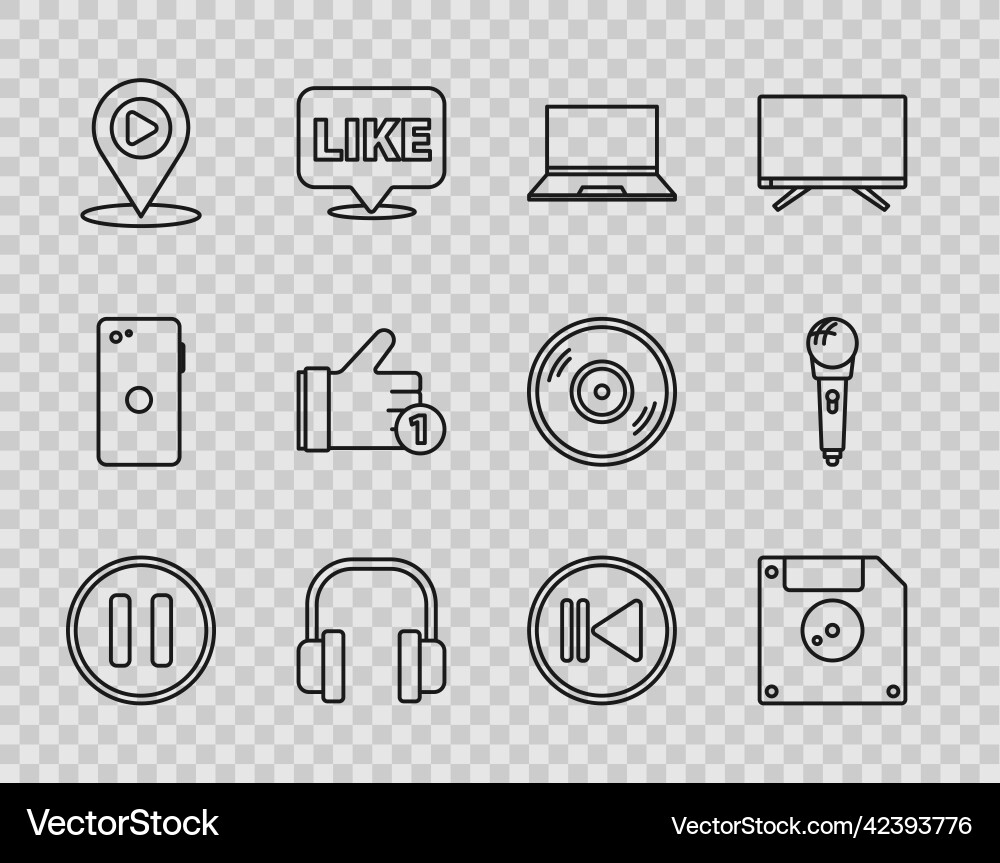 Set line pause button floppy disk for computer Vector Image