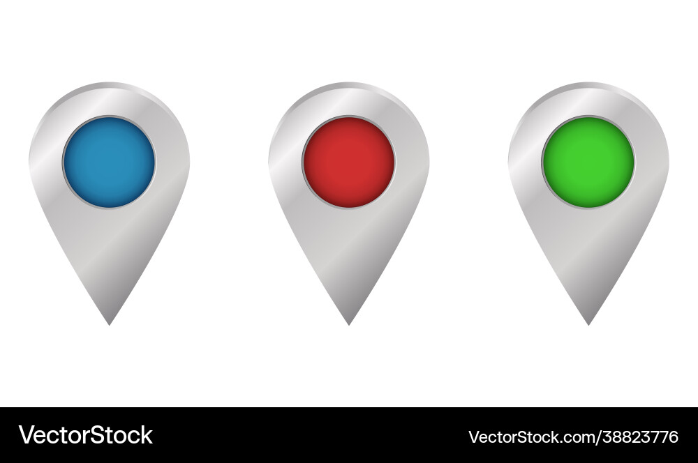 Set round 3d map pointers Vector Image