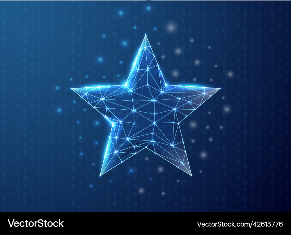 Star polygonal symbol with binary code background Star polygonal symbol with binary code background Vector Image