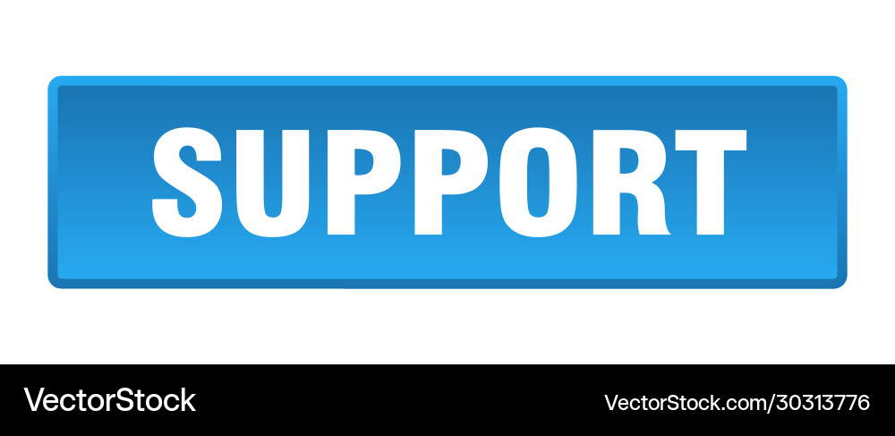 Support button square blue push Vector Image