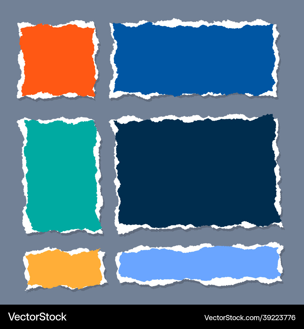 Torn paper sheet set in square and rectangle Vector Image