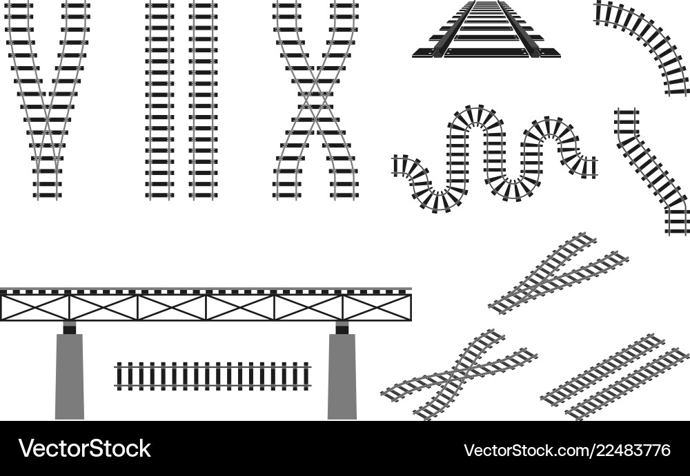 Train railway road rails constructor elements Train railway road rails constructor elements vector image