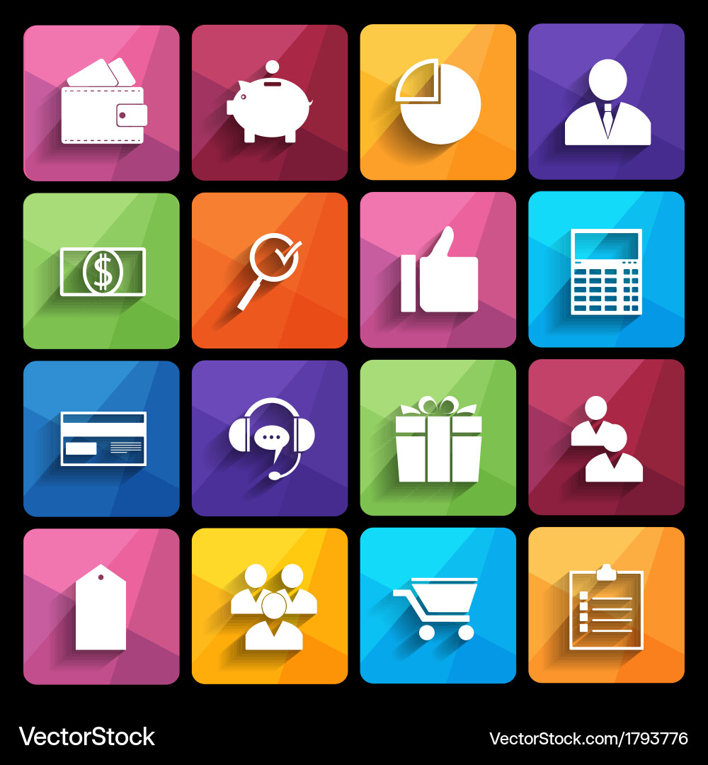 Web icons set in flat design vector image