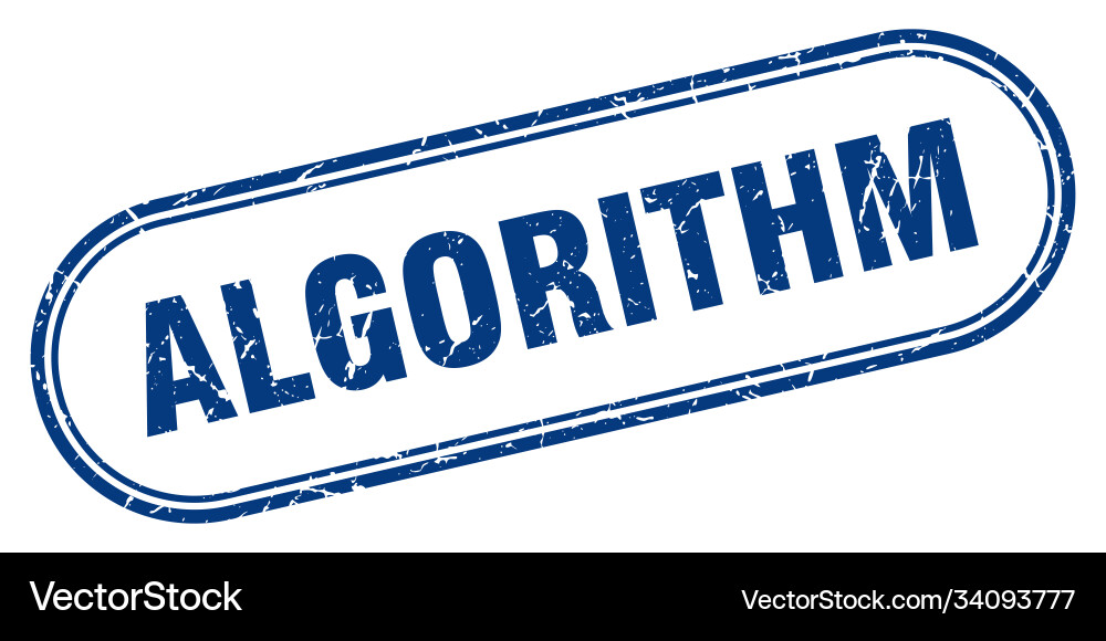 Algorithm stamp rounded grunge textured sign label vector image