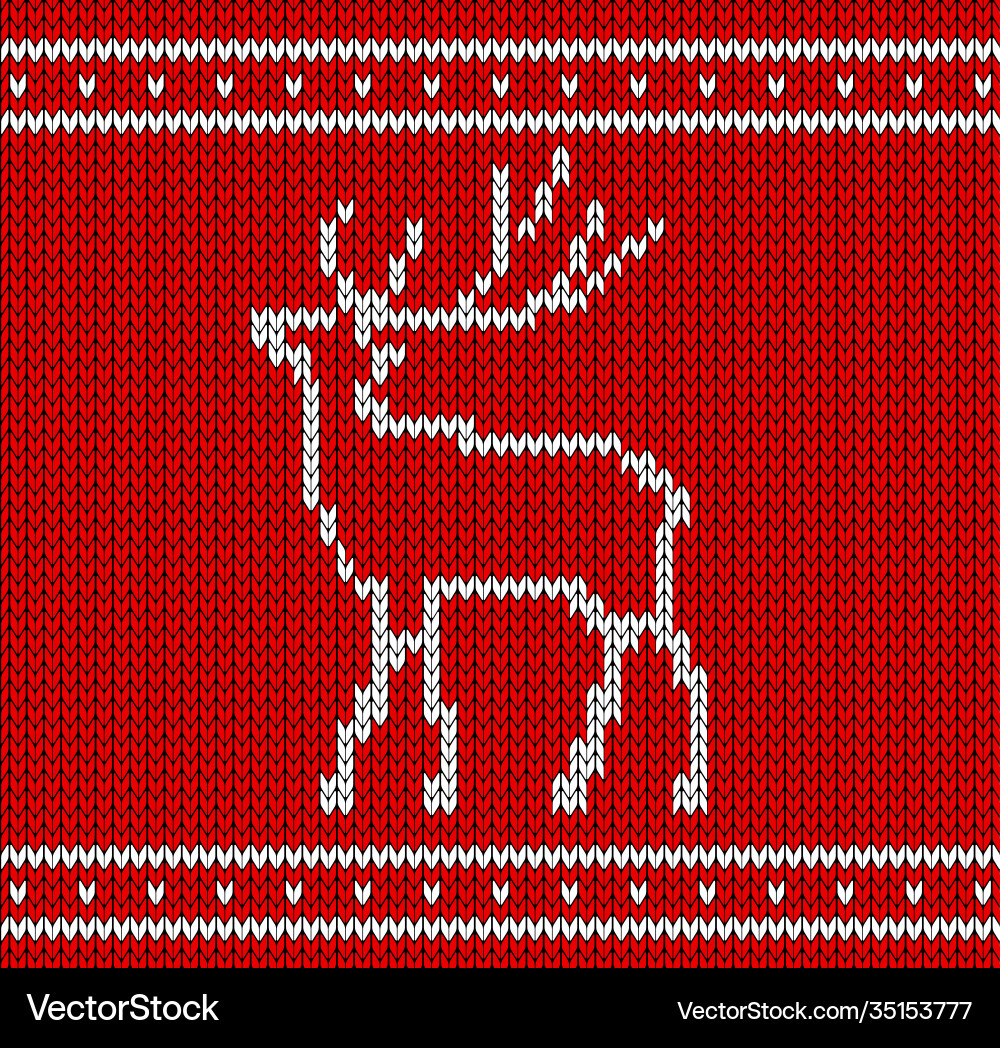 Christmas knitted pattern with reindeer Christmas knitted pattern with reindeer vector image