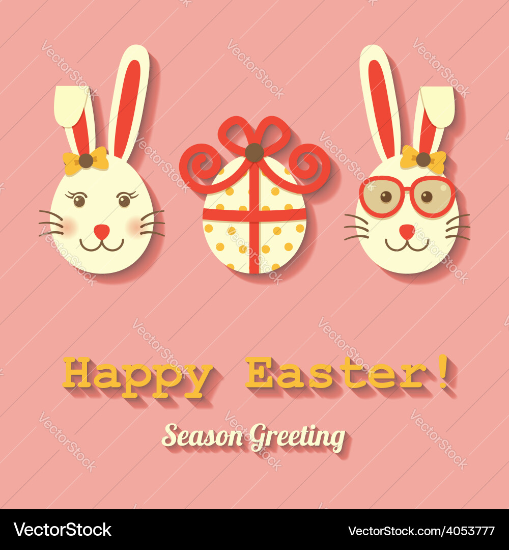 Cute Easter Rabbits with Eggs Royalty Free Vector Image