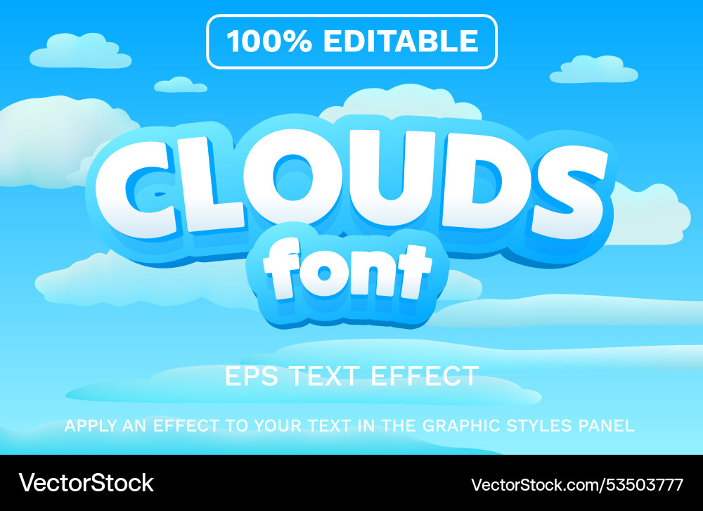 Editable text effect clouds font flash sale Editable text effect clouds font flash sale vector image