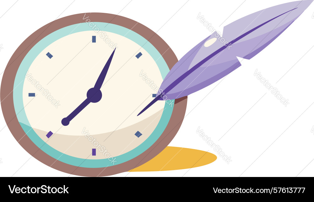 Feather clock for effortless time design vector image