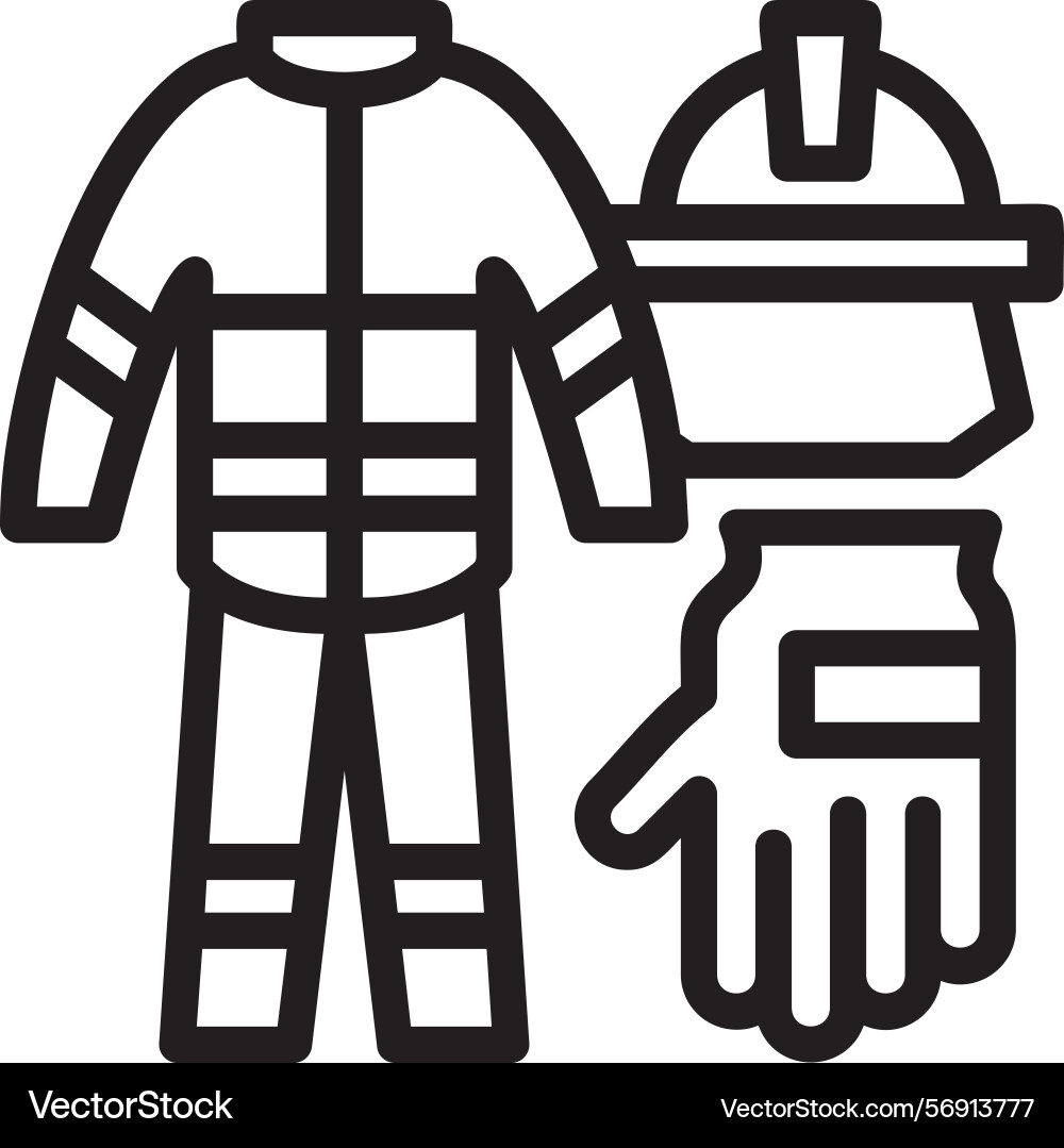 Firefighter uniform linear style icon design Vector Image