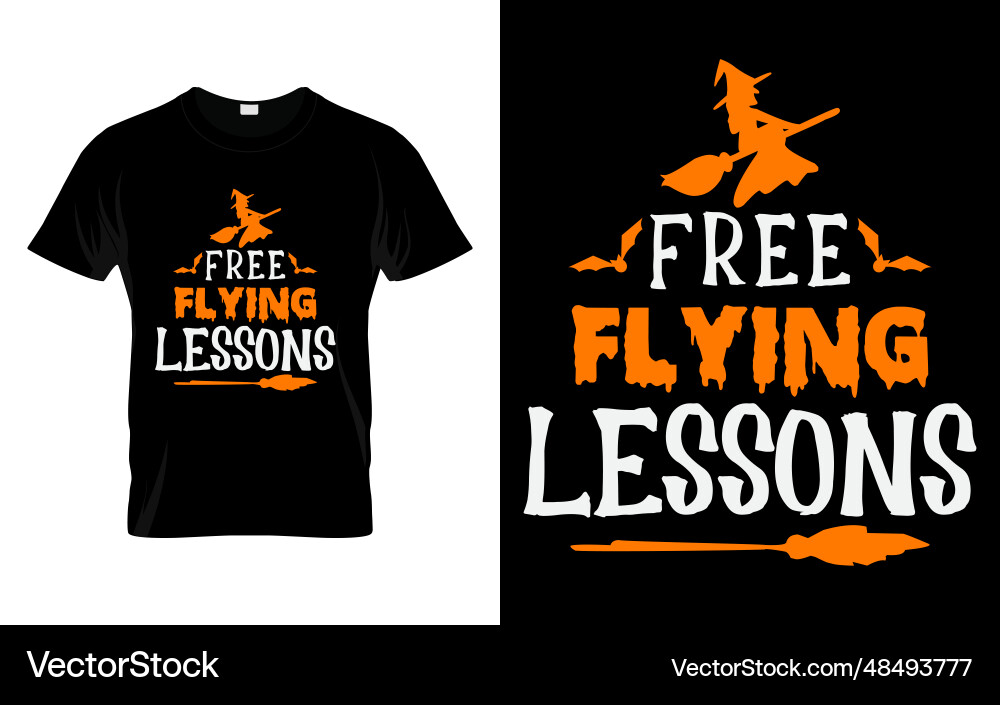 Kostenloser Flugunterricht lustige Halloween T-Shirt Kostenloser Flugunterricht lustige Halloween T-Shirt vektorbild