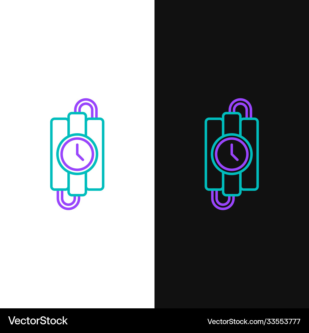 Line detonate dynamite bomb stick and timer clock Line detonate dynamite bomb stick and timer clock vector image