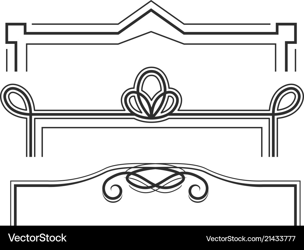 Retro line frames - decorative borders with curls vector image
