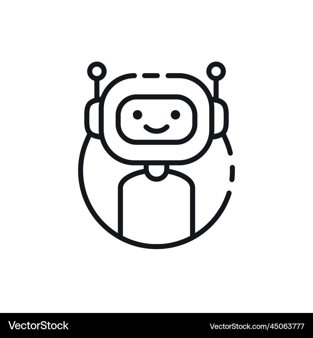 Robot in circle line icon Robot in circle line icon vector image