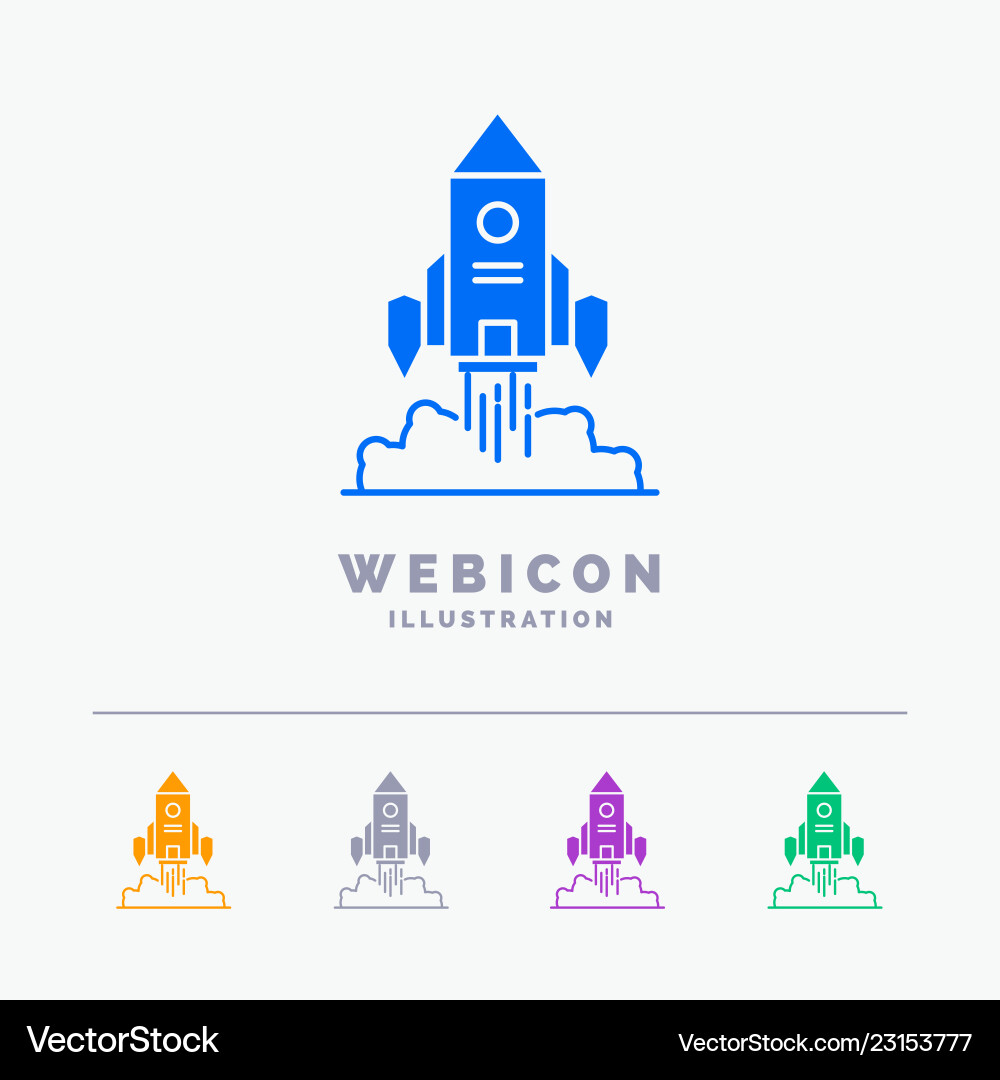 Rocket spaceship startup launch game 5 color Rocket spaceship startup launch game 5 color Vector Image