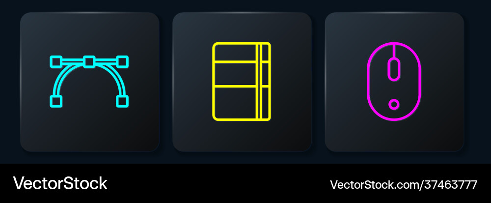 Set line bezier curve computer mouse vector image