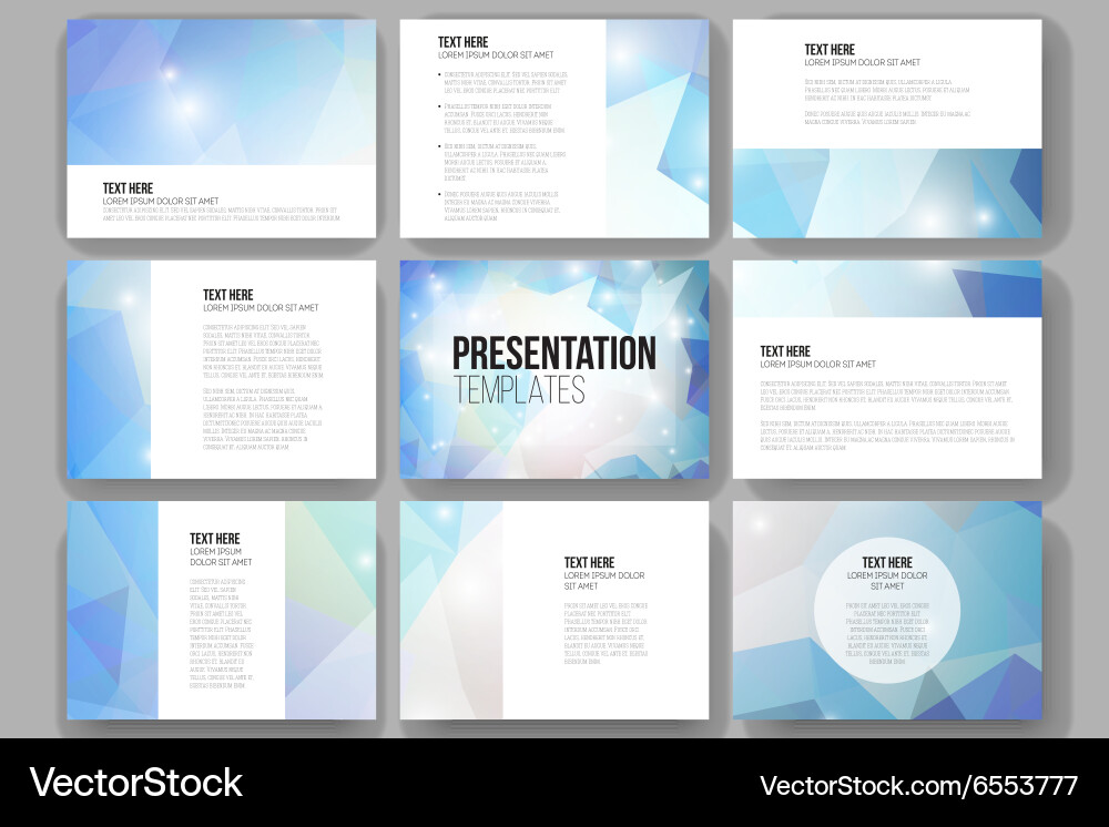 Set of 9 templates for presentation slides vector image