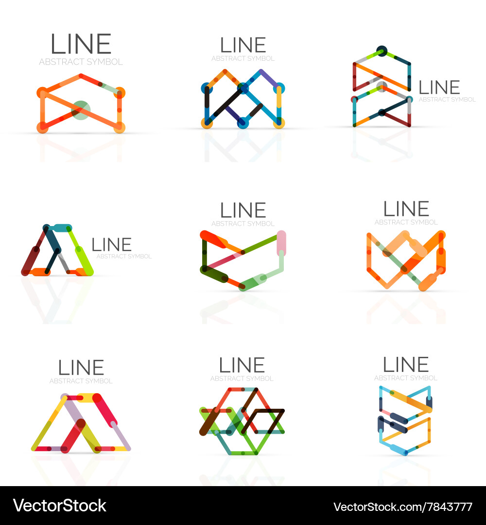 Set of linear abstract logos connected Vector Image