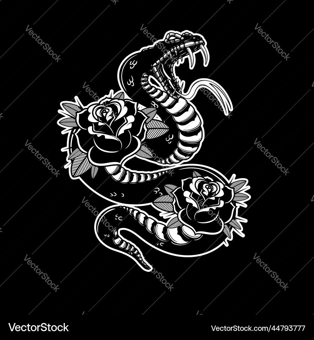 Snake on the background with roses design element Snake on the background with roses design element vector image