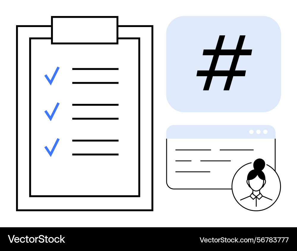 Task checklist with metadata tag browser window Vector Image