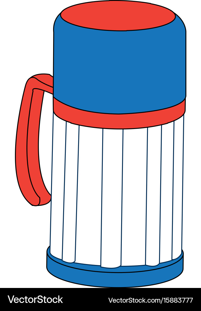 Thermo flask bottle beverage handle object Vector Image