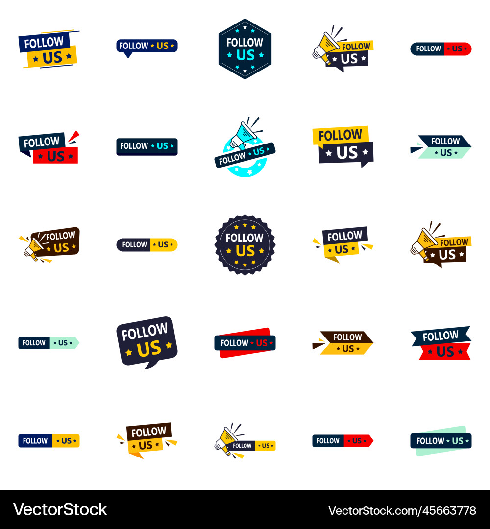 25 follow-generating follow us graphic elements 25 follow-generating follow us graphic elements vector image
