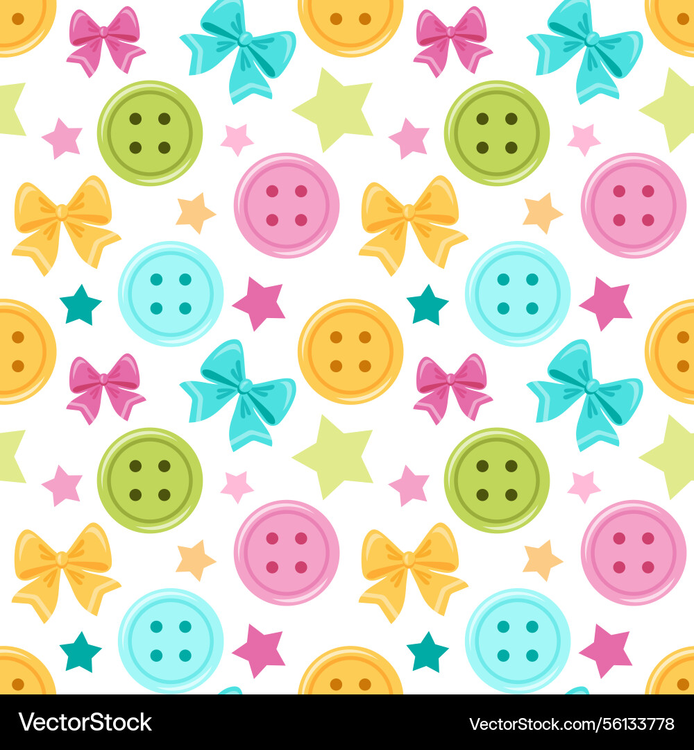 Colorful seamless pattern with buttons and bows vector image