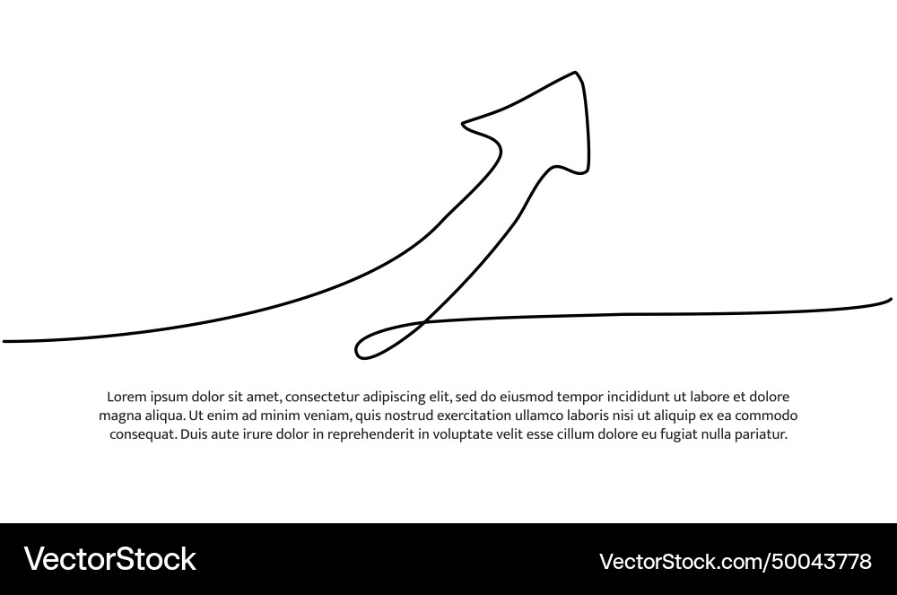 Continuous line design of arrow pointing up one Continuous line design of arrow pointing up one vector image