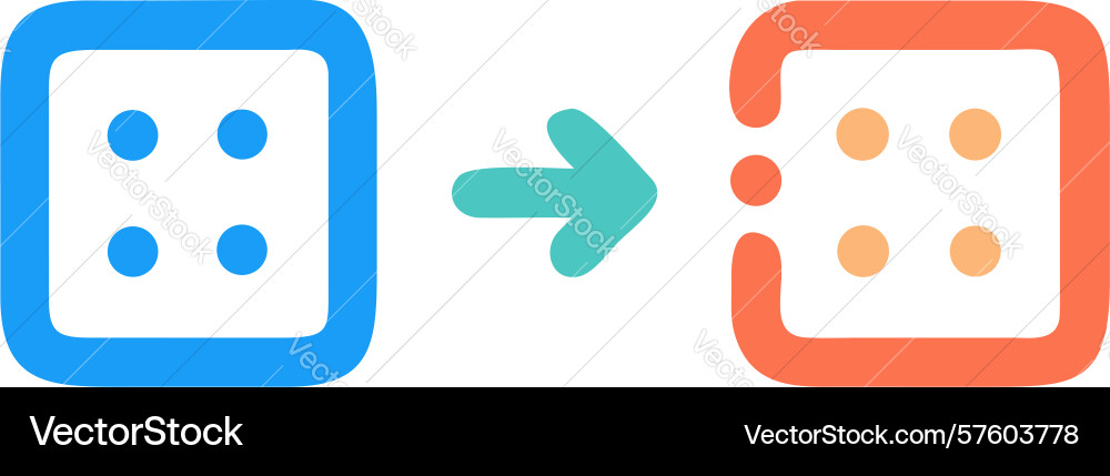 Dice result transformation icon design generative vector image